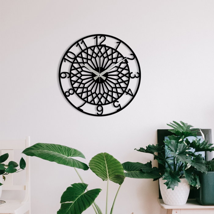 Wallity Reloj de Pared Decorativo S009 de Metal Negro 48x48 cm